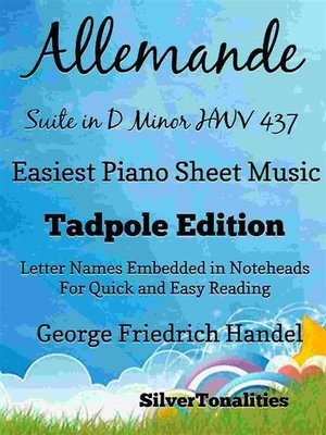cover image of Allemande Suite in D Minor Hwv 437 Easiest Piano Sheet Music Tadpole Edition